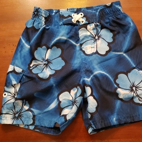 ☃️op Swim Trunks 24 Month Hawaiian Print Blue - Picture 1 of 7